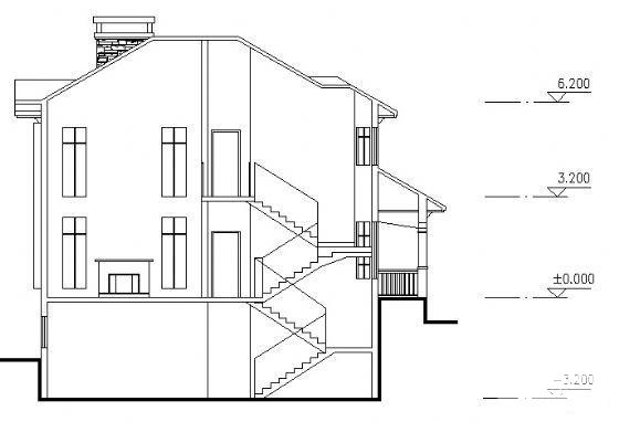 3层坡地别墅建筑方案设计CAD图纸 - 1