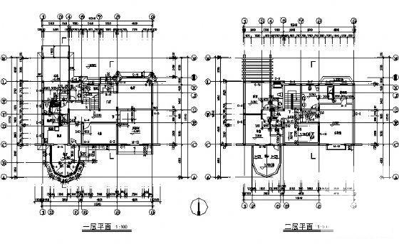 砖混结构2层欧式别墅建筑方案设计CAD图纸 - 1