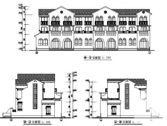 精美简约的3层联排别墅建筑设计CAD图纸 - 3