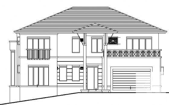 两层坡地别墅建筑CAD图纸（标注详细） - 4