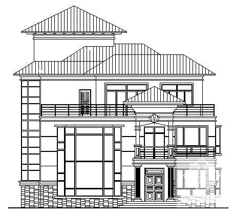 3层仿古别墅建筑CAD施工图纸（2套） - 1