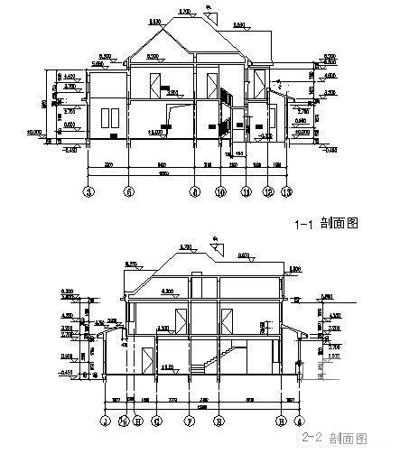 2层美式别墅建筑设计CAD图纸 - 2