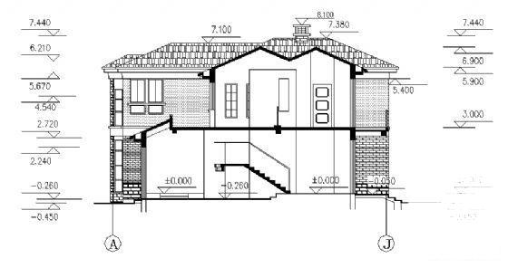 2层别墅建筑CAD图纸 - 1
