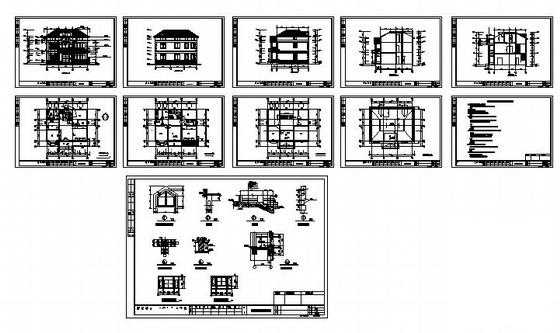 3层独立小别墅建筑设计CAD施工图纸 - 2