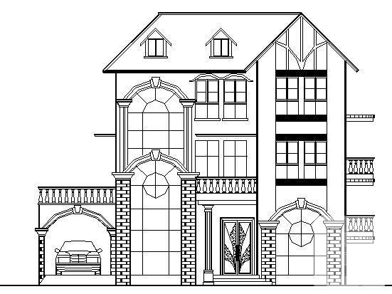 3层独立别墅建筑设计CAD图纸 - 1