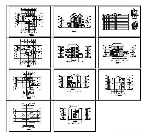 3层独立别墅建筑设计CAD图纸 - 2