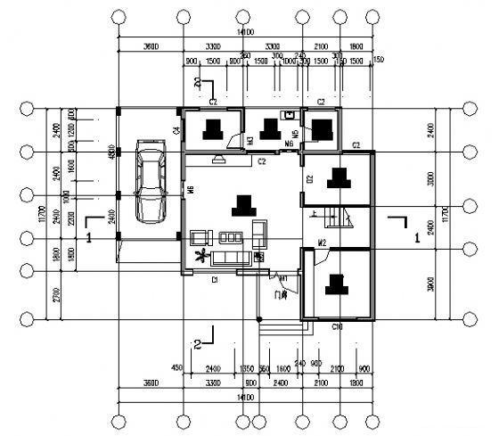 3层独立别墅建筑设计CAD图纸 - 3