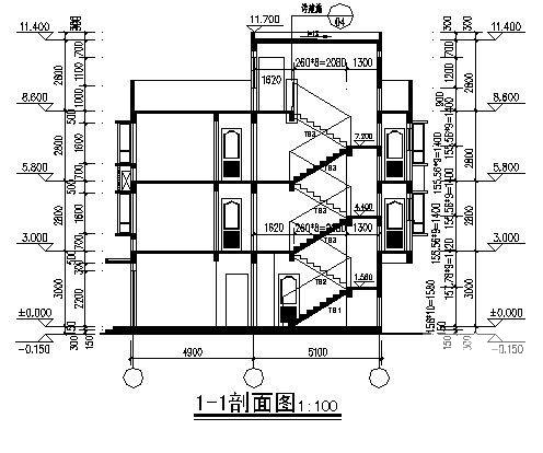 砌体结构两户并联3层私人住宅楼建筑施工CAD图纸 - 4