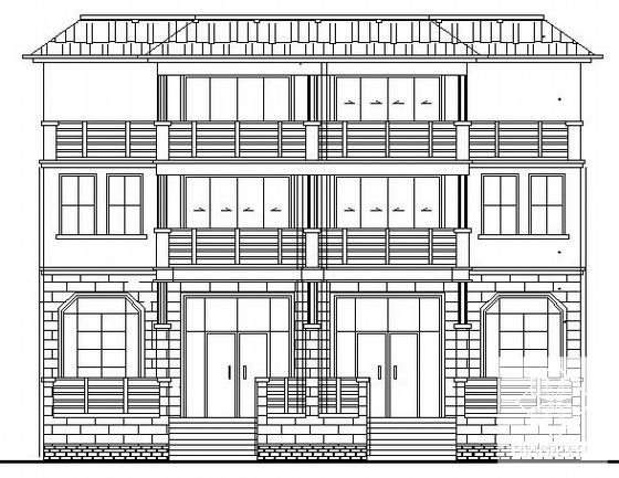 3层住宅楼小区E型双拼别墅建筑结构CAD施工图纸 - 4