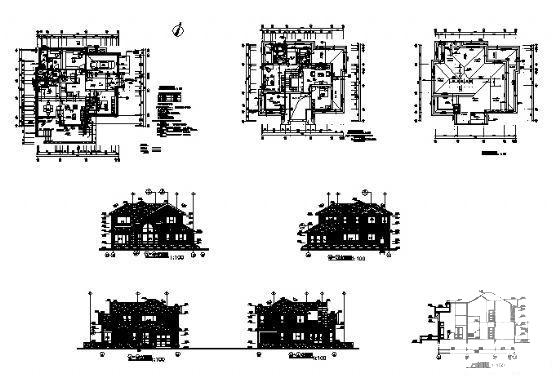 2层美式别墅建筑CAD图纸 - 2