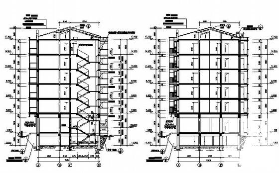 抗旱服务站6层商宅楼建筑CAD施工图纸 - 3