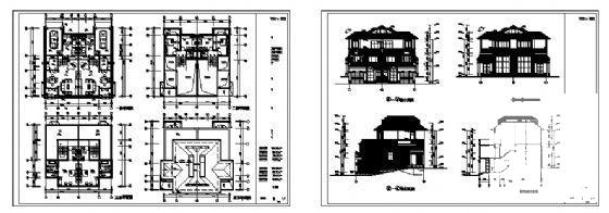3层双拼联排别墅建筑设计图纸（L1对称设计） - 2