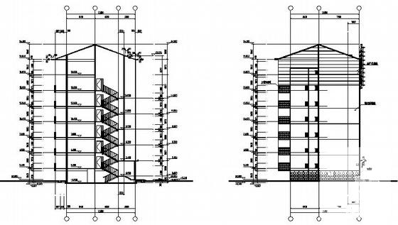 7层砖混结构住宅楼建筑施工CAD图纸（英红瓦坡屋顶） - 2