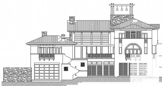 3层坡地B型2号别墅建筑结构水电CAD施工图纸 - 4