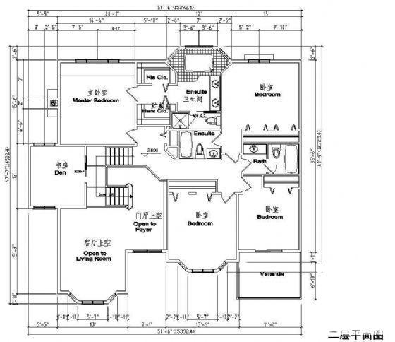 2层欧式别墅建筑CAD图纸 - 3