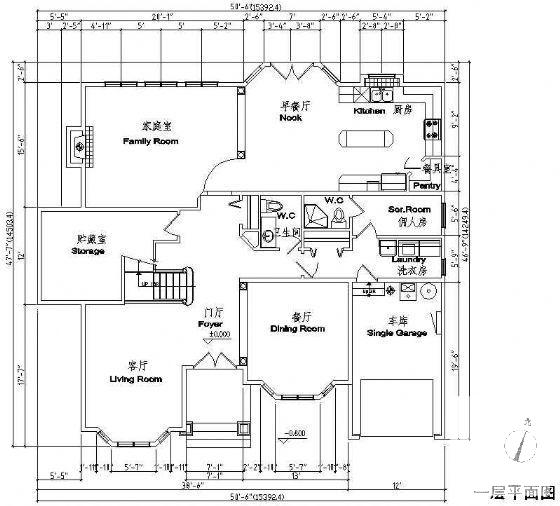 2层欧式别墅建筑CAD图纸 - 4
