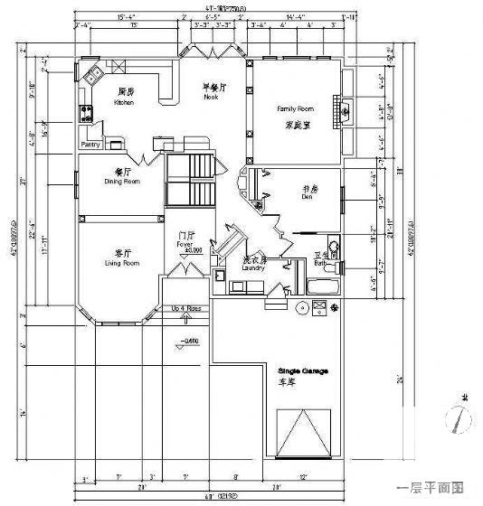 2层欧式别墅建筑设计CAD图纸（精美大方） - 1