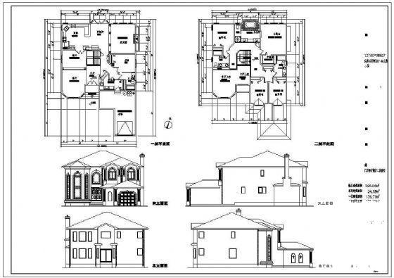 2层欧式别墅建筑设计CAD图纸（精美大方） - 2