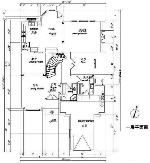 2层欧式别墅建筑设计CAD图纸 - 3