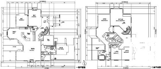 2层欧式别墅建筑设计CAD图纸（标注详细） - 1
