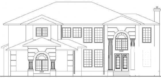2层欧式别墅建筑设计CAD图纸（标注详细） - 4