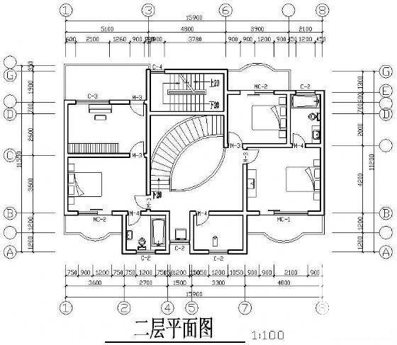 比较实用的4层别墅建筑CAD图纸 - 1