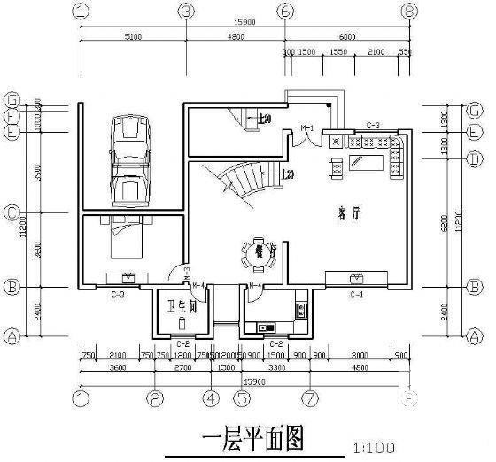 比较实用的4层别墅建筑CAD图纸 - 2