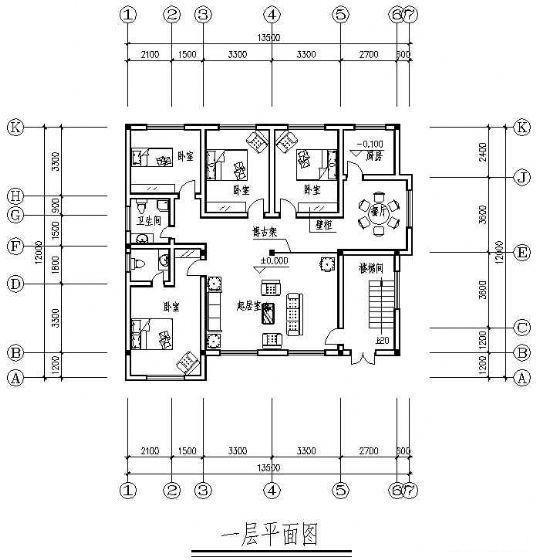 乡村3层别墅建筑CAD图纸 - 1