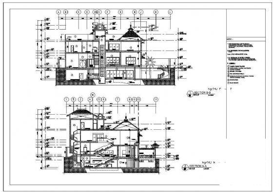 3层豪华仿古别墅建筑设计CAD图纸 - 4