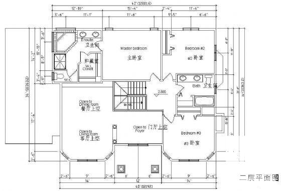 2层欧式别墅建筑设计CAD图纸 - 3