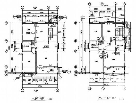 3层新农村住房建筑设计CAD图纸 - 1