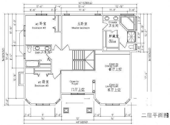 简单的2层欧式别墅建筑CAD图纸 - 2