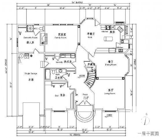 2层欧式别墅建筑设计CAD图纸（经典大方） - 3