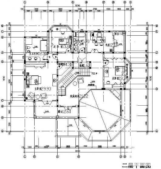 2层欧式别墅建筑设计CAD图纸（B1户型） - 1