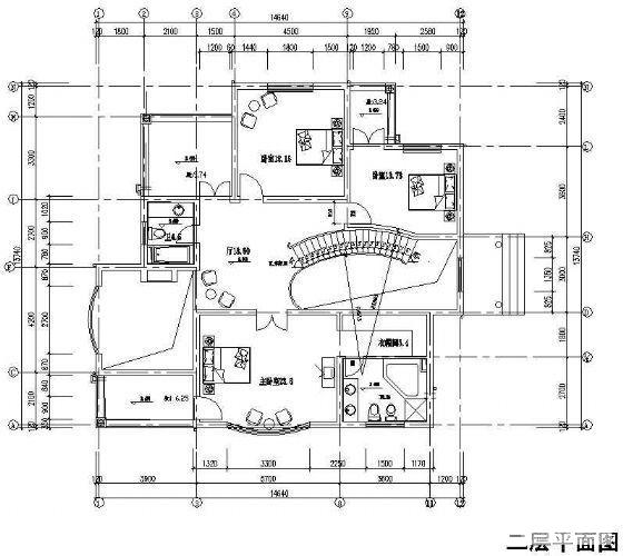 2层欧式别墅建筑设计CAD图纸（A3户型） - 1