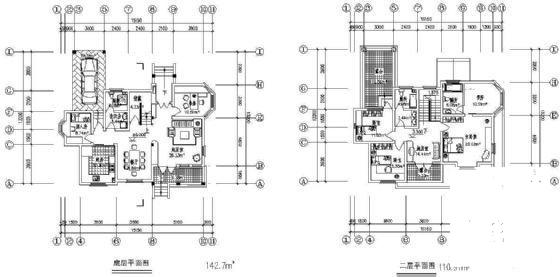2层欧式别墅建筑设计CAD图纸 - 1