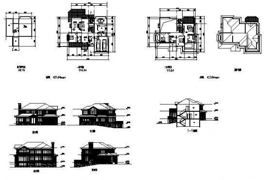精美的2层别墅建筑CAD图纸（带效果图纸） - 4