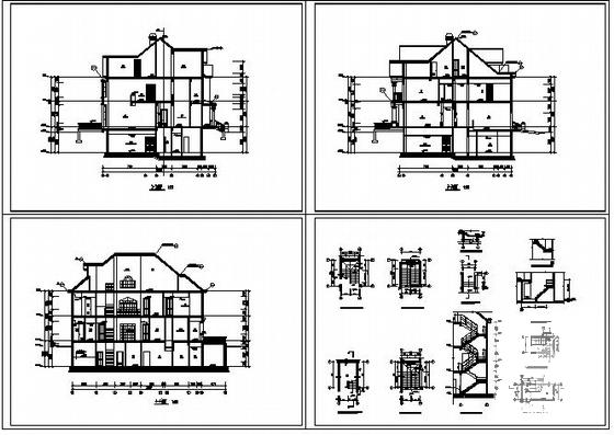 3层高档别墅建筑设计CAD图纸 - 3