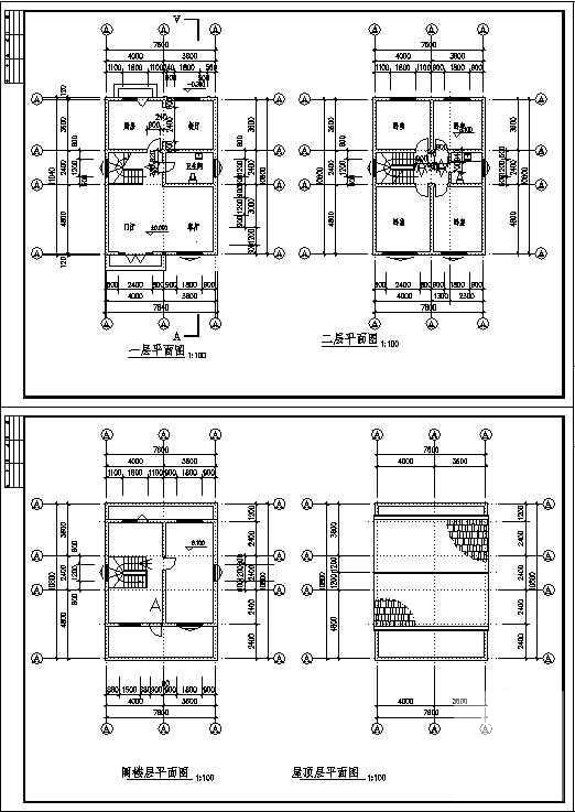 2层带阁楼乡村别墅建筑结构设计CAD图纸 - 3