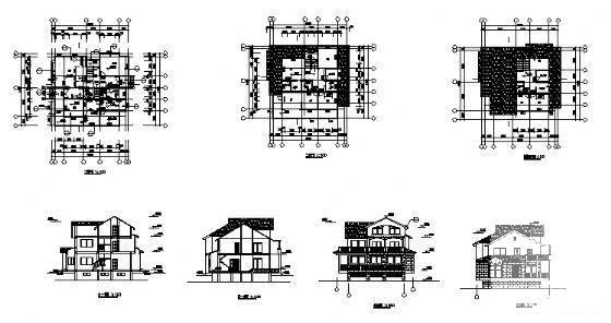 3层小别墅建筑设计CAD图纸 - 2