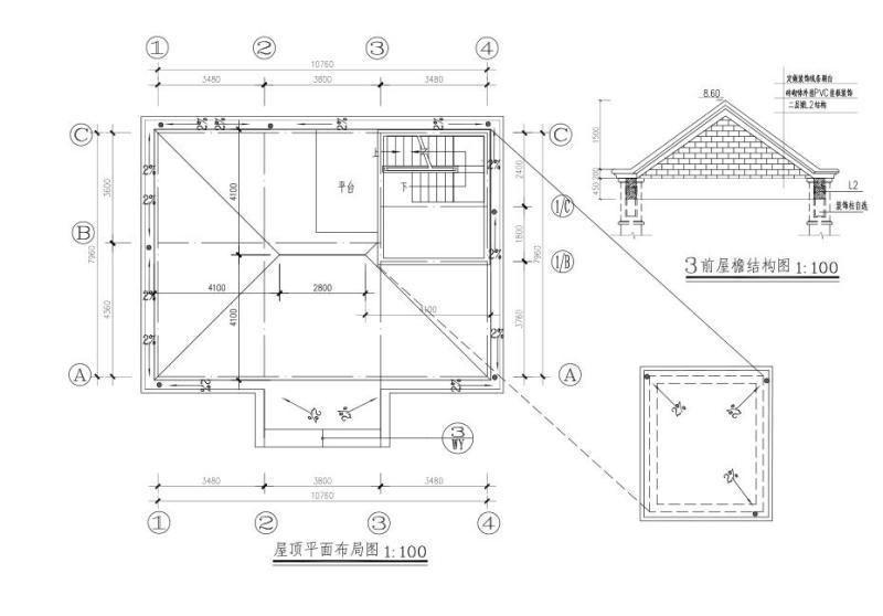 简单小型的2层别墅建筑设计CAD施工图纸 - 1