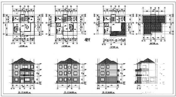 精美3层别墅建筑设计CAD图纸 - 4