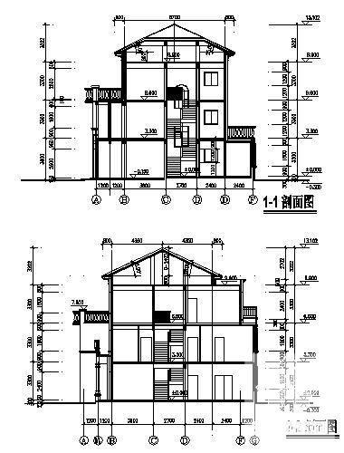 非常详细的3层别墅建筑施工CAD图纸 - 3