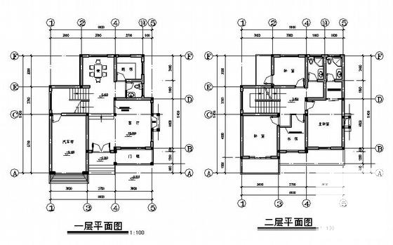 简单的2层小型别墅建筑CAD图纸 - 2