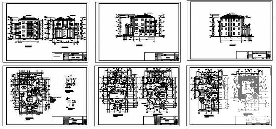 4层别墅建筑结构水电CAD施工图纸 - 3