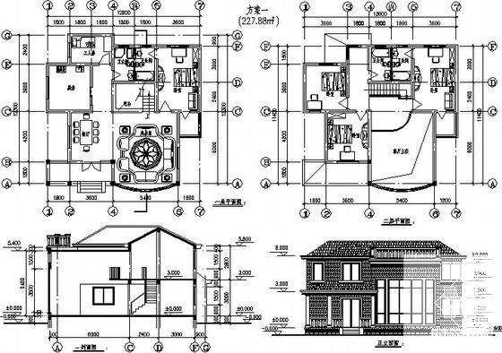 精美的2层A型别墅建筑CAD图纸 - 3