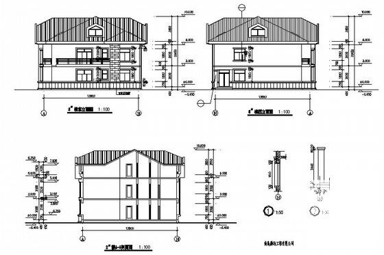 2层疗养别墅建筑CAD施工图纸 - 3