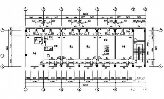 8层框架结构宿舍楼建筑方案设计CAD图纸 - 1