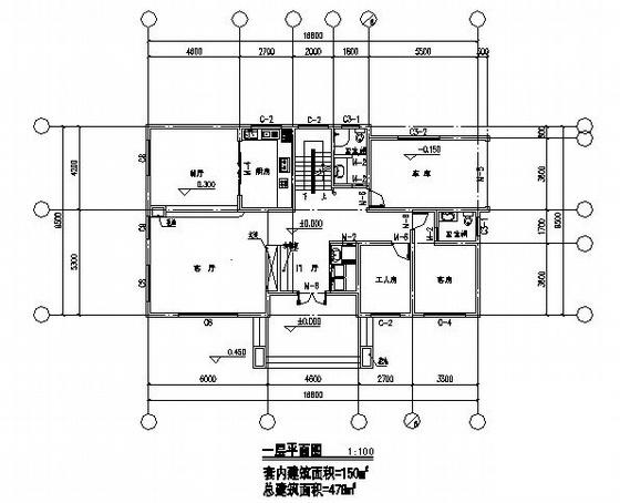 2层小别墅建筑设计方案设计CAD图纸 - 3