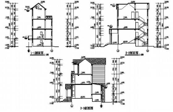 砖混结构3层联体别墅建筑CAD施工图纸 - 3